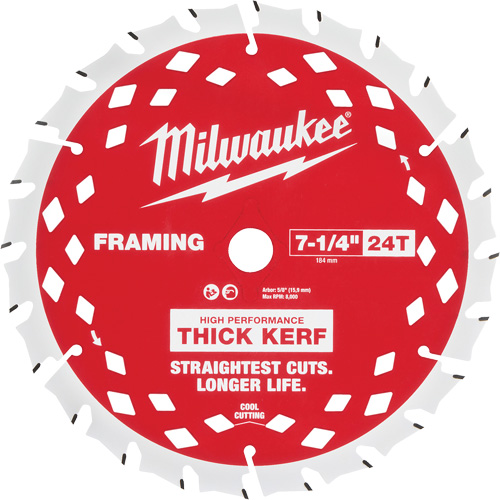 Lame de scie circulaire &agrave; charpente avec trait &eacute;pais, 7-1/4", 24 dents, Pour Bois Haskins Industrial Inc.