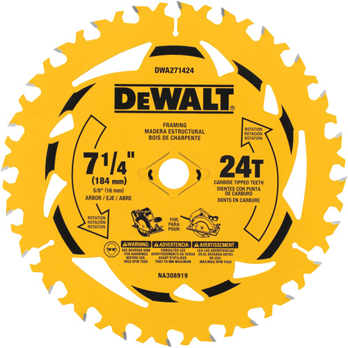 Circular Saw Blade, 7-1/4", 24 Teeth, Wood Use Haskins Industrial Inc.