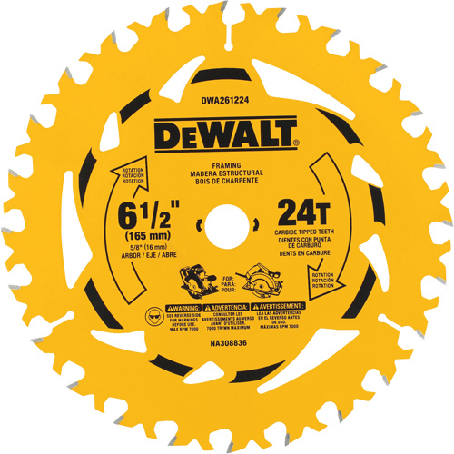 Carbide-Tipped Framing Circular Saw Blade, 6-1/2", 24 Teeth, Wood Use Haskins Industrial Inc.