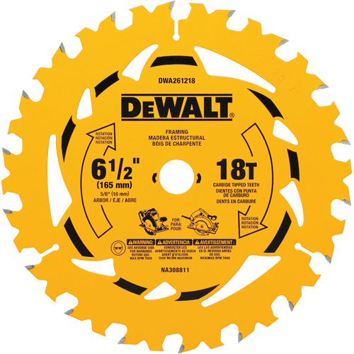 Framing Circular Saw Blade, 6-1/2", 18 Teeth, Wood Use Haskins Industrial Inc.