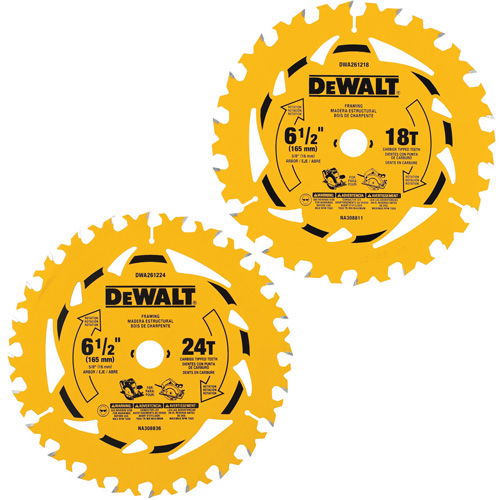 Circular Saw Blade Combo Pack, 6-1/2", 18/24 Teeth, Wood Use Haskins Industrial Inc.