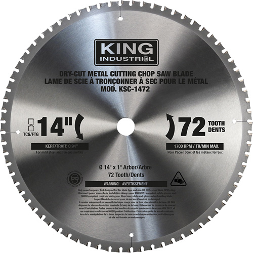 Lame de scie &agrave; tronçonner, 14", 72 dents, Pour M&eacute;tal Haskins Industrial Inc.