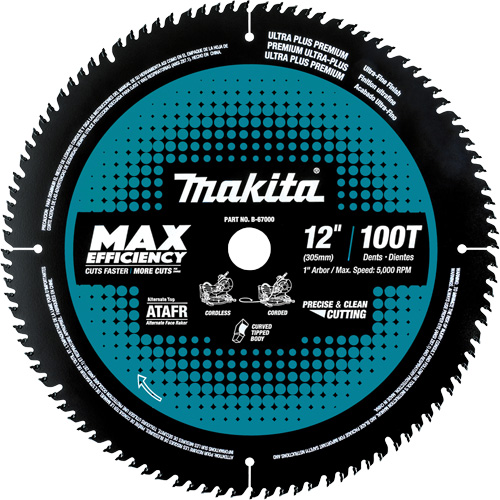 Max-Efficiency Blades Ideal For Cordless Mitre Saw, 12", 100 Teeth, Finishing Use Haskins Industrial Inc.