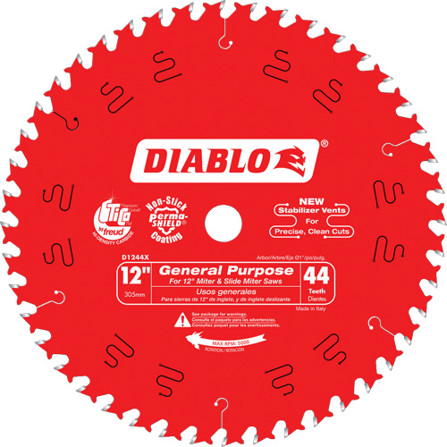 Saw Blades - General Purpose, 12", 44 Teeth, Wood Use Haskins Industrial Inc.
