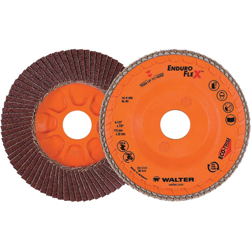 Disque &agrave; lamelles Enduro-Flex, 4-1/2" x 7/8", Type 27, Grain 60, Alumine de zirconium Haskins Industrial Inc.