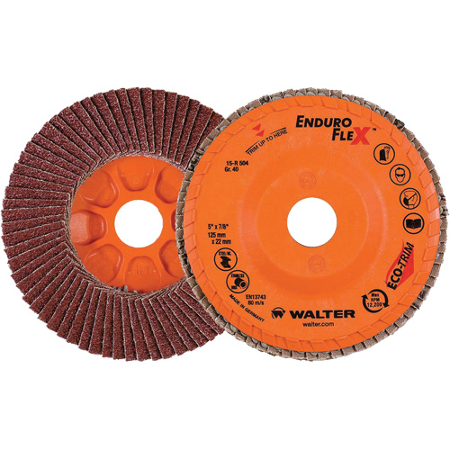 Enduro-Flex Flap Disc, 5" x 7/8", Type 27, 40 Grit, Zirconia Alumina Haskins Industrial Inc.