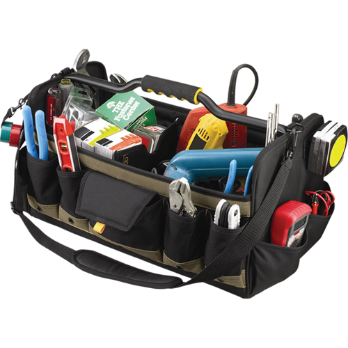 Open Top 20" Soft Side Tool Boxes, Polyester, 27 Pockets, Black Haskins Industrial Inc.