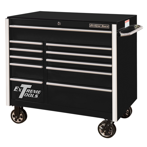 RX Series Rolling Tool Cabinet, 11 Drawers, 41-1/2" W x 25-1/2" D x 40-1/2" H, Black Haskins Industrial Inc.