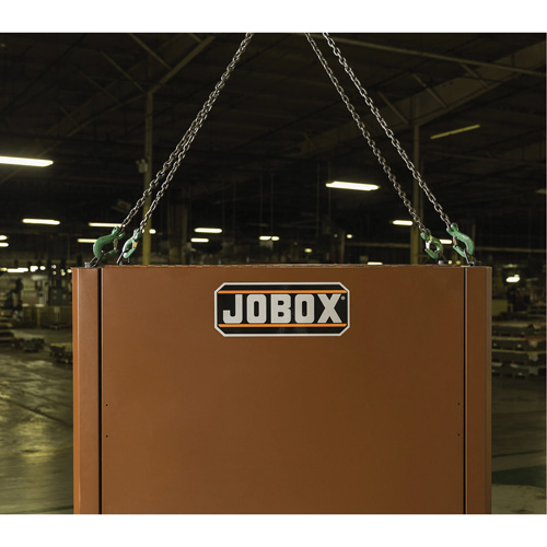 Coffre de chantier et surface de travail sur le terrain, 33" la x 63" p x 80" h, Acier, Rouge Haskins Industrial Inc.