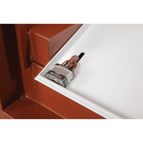 Coffre de chantier et surface de travail sur le terrain, 33" la x 63" p x 80" h, Acier, Rouge Haskins Industrial Inc.