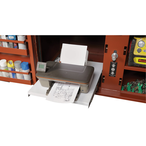 Coffre de chantier et surface de travail sur le terrain, 33" la x 63" p x 80" h, Acier, Rouge Haskins Industrial Inc.