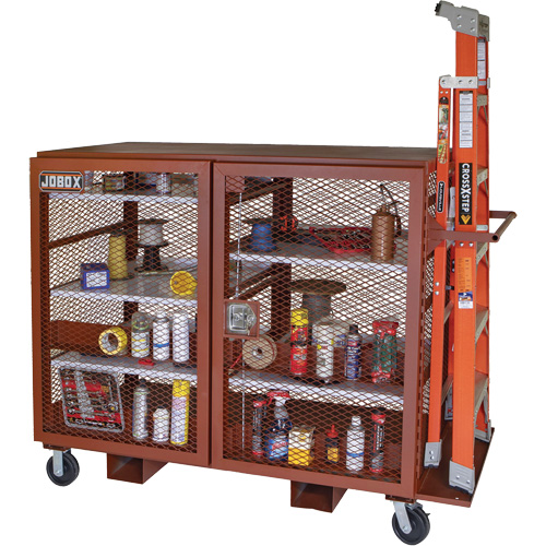 Mobile Mesh Cabinet, Steel, 49 Cubic Feet, Red Haskins Industrial Inc.