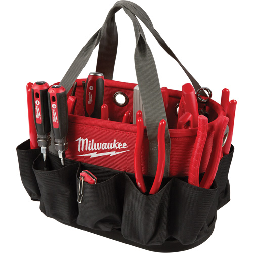 Utility Oval Bag, Ballistic Nylon, 24 Pockets, Black/Red Haskins Industrial Inc.