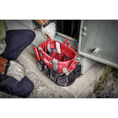 Utility Oval Bag, Ballistic Nylon, 24 Pockets, Black/Red Haskins Industrial Inc.