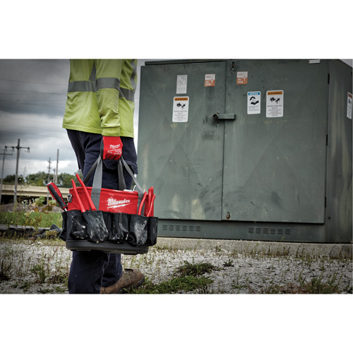 Utility Oval Bag, Ballistic Nylon, 24 Pockets, Black/Red Haskins Industrial Inc.