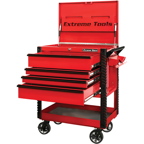 EX Deluxe Series Tool Cart, 4 Drawers, 22-7/8" L x 33" W x 44-1/4" H, Red Haskins Industrial Inc.