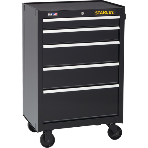 Armoire &agrave; outils roulante de s&eacute;rie 300, 5 tiroirs, 26-1/2" la x 18" p x 40-1/2" h, Noir Haskins Industrial Inc.