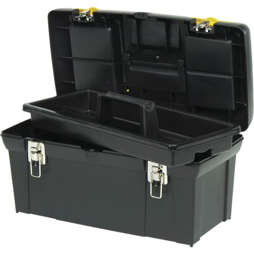 2000 Series Tool Box with Tray, 24" W x 11-1/4" D x 11" H, Black/Yellow Haskins Industrial Inc.