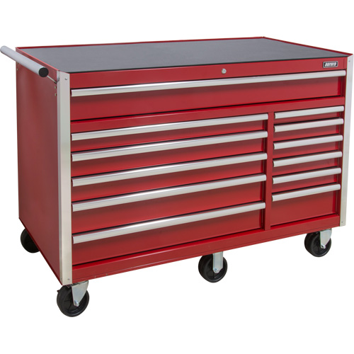 Industrial Tool Cart, 12 Drawers, 56" W x 24-1/2" D x 38-1/8" H, Red Haskins Industrial Inc.