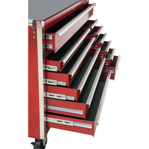 Industrial Tool Cart, 12 Drawers, 56" W x 24-1/2" D x 38-1/8" H, Red Haskins Industrial Inc.