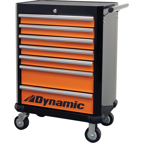 Armoire roulante, 7 tiroirs, 28" la x 18" p x 40" h, Noir/Orange Haskins Industrial Inc.