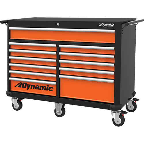 Armoire roulante, 12 tiroirs, 53" la x 24" p x 41" h, Noir/Orange Haskins Industrial Inc.