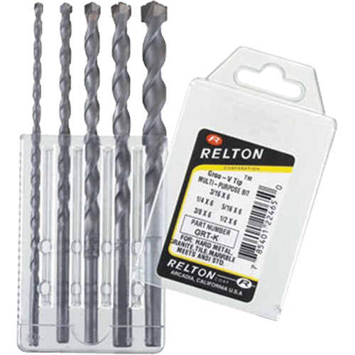 Groo-V Tip Multi-Purpose Specialty Drill Bit Sets, 5 Pieces, Carbide Haskins Industrial Inc.