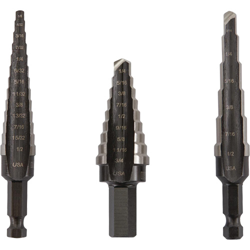 Unibit&reg; Step Drill Set, 3 Pieces, High Speed Steel Haskins Industrial Inc.