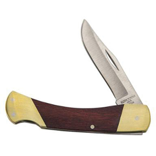 Sportsman Knife with Curved Handle, 2-5/8" Blade, Stainless Steel Blade, Wood Handle Haskins Industrial Inc.