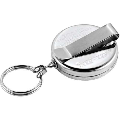 The Original Key Reel, Chrome, 24" Cable, Belt Clip Attachment Haskins Industrial Inc.