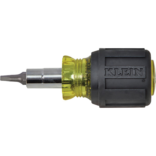 Stubby Multi-Bit Screw Driver With Sq.Recess, 3-1/5" L, Cushion Grip Handle Haskins Industrial Inc.