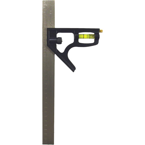 Inch/Metric Combination Square, 12" L, 1/8"/1/16"/1/32"/1 mm Graduations, Stainless Steel, Plain Haskins Industrial Inc.