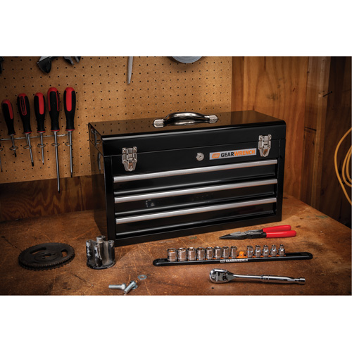 Boîte &agrave; outils portative, 20" la, 3 tiroirs, Noir Haskins Industrial Inc.