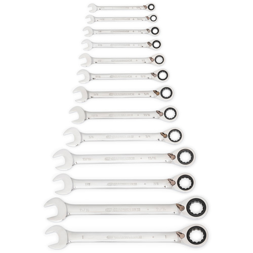 72-Tooth 12 Point Reversible Ratcheting SAE Wrench Set, Combination, 13 Pieces, Imperial Haskins Industrial Inc.