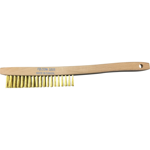 Curved-Handle Scratch Brushes, Brass, 4 x 19 Wire Rows, 14" Long Haskins Industrial Inc.