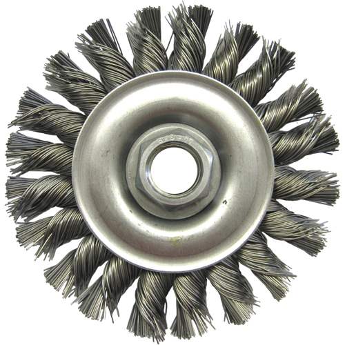 Wire Wheel Brushes, 4" Dia., 0.02" Fill, 5/8"-11 Arbor, Steel Haskins Industrial Inc.
