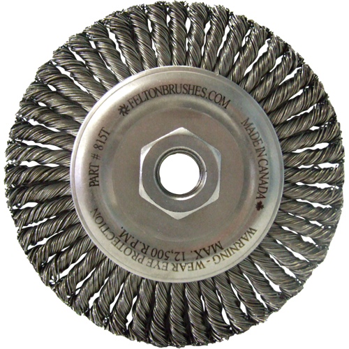Wire Wheel Brushes, 5-7/8" Dia., 0.02" Fill, 5/8"-11 Arbor, Steel Haskins Industrial Inc.