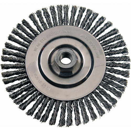 Wire Wheel Brushes, 4-7/8" Dia., 0.02" Fill, 5/8"-11 Arbor, Steel Haskins Industrial Inc.