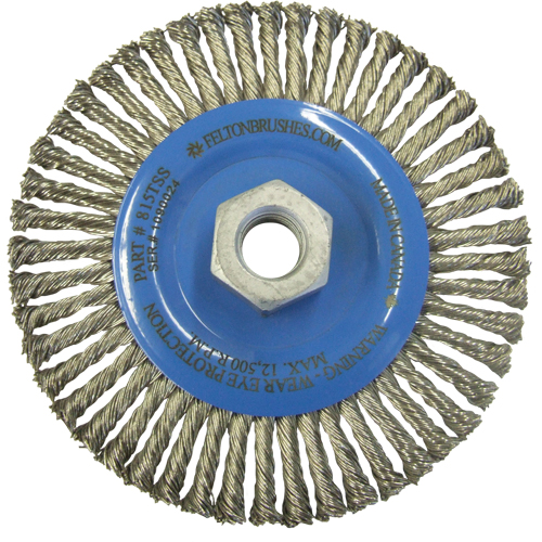 Wire Wheel Brushes, 5-7/8" Dia., 0.02" Fill, 5/8"-11 Arbor, Stainless Steel Haskins Industrial Inc.