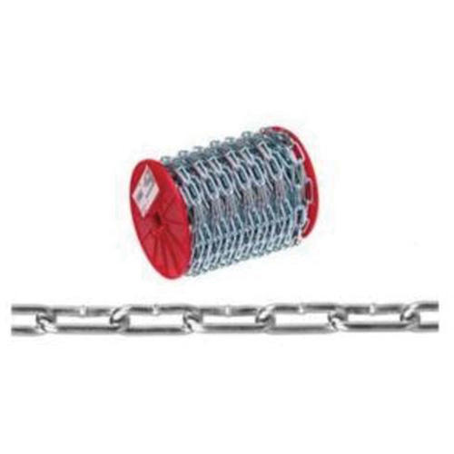 Straight Link Coil Chain, Low Carbon Steel, #4 x 100' (30.4 m) L, 205 lbs. (0.1025 tons) Load Capacity Haskins Industrial Inc.