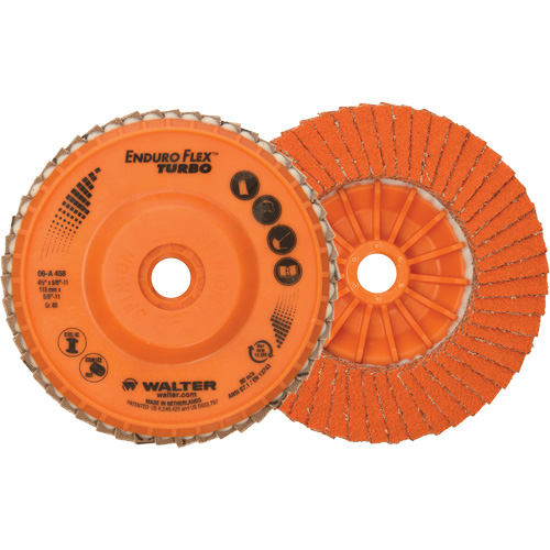 Enduro-Flex Turbo Flap Disc, 4-1/2" x 5/8"-11, Type 27S, 80 Grit, Ceramic Haskins Industrial Inc.