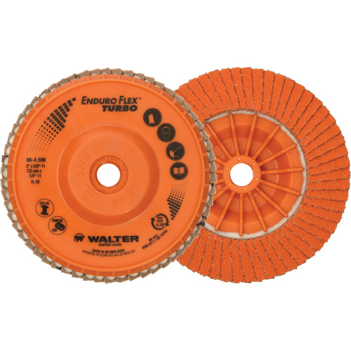Enduro-Flex Turbo Flap Disc, 5" x 5/8"-11, Type 27S, 80 Grit, Ceramic Haskins Industrial Inc.