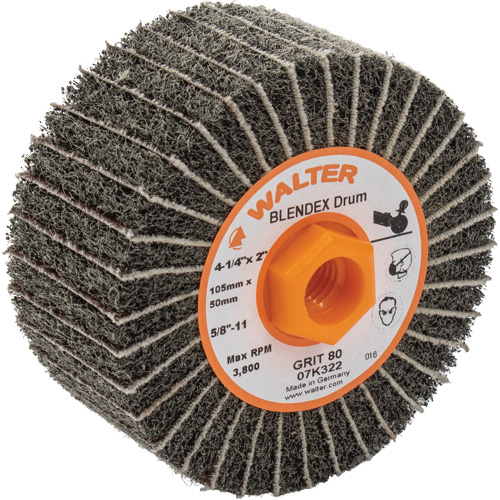 Two-In-One Finishing Drums, 4-1/4" Dia. x 2" W, 5/8"-11 Arbor, 80 Grit Haskins Industrial Inc.