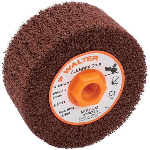 Tambour de conditionnement de surface Blendex, 4-1/4" dia. x 2" la, 5/8"-11 Arbre, Grain Moyen Haskins Industrial Inc.