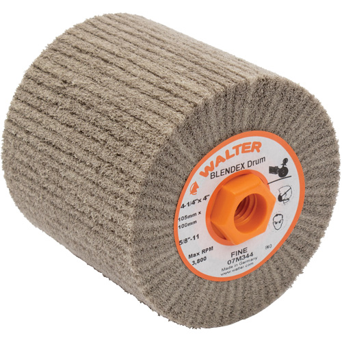 Blendex Surface Conditioning Drum, 4-1/4" Dia. x 4" W, 5/8"-11 Arbor, Fine Grit Haskins Industrial Inc.