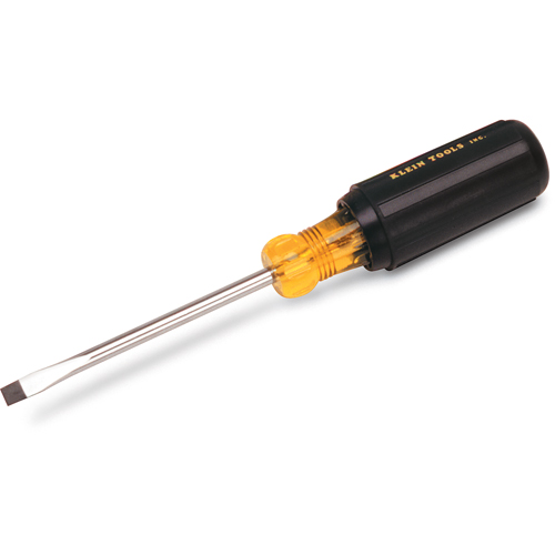 Slot Cabinet Tip Screwdriver, 1/4" Tip, Round, 8-11/32" L, Cushion Grip Handle Haskins Industrial Inc.