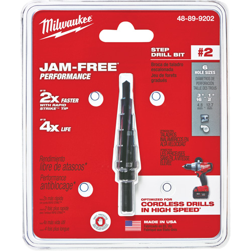 Foret &eacute;tag&eacute; no 2, 3/16" - 1/2", Incr&eacute;ments de 1/16", Acier rapide Haskins Industrial Inc.