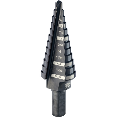 #4 Step Drill Bit, 3/16" - 7/8" , 1/16" Increments, High Speed Steel Haskins Industrial Inc.