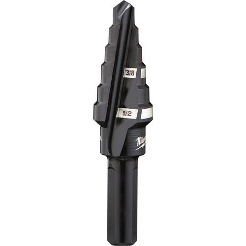 #6 Step Drill Bit, 3/8" - 1/2" , 1/16" Increments, High Speed Steel Haskins Industrial Inc.