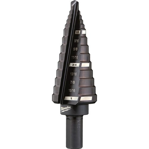 #8 Step Drill Bit, 1/2" - 1" , 1/16" Increments, High Speed Steel Haskins Industrial Inc.